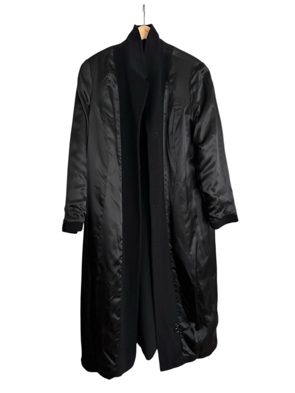 L.L.Bean Wool Cashmere Overcoat Black Long Minimalist Classic Quiet Luxury 2X - Picture 14 of 15